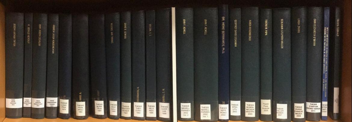 A shelf full of graduate dissertations