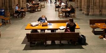 Students studying in the Cathedral of Learning